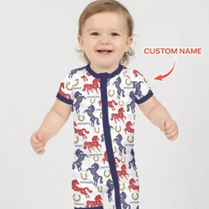 Custom Name Chinoiserie Horses Bamboo Shorty Zippy
