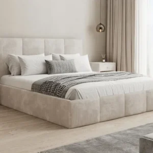 Designer Polsterbett Mina in Cord mit Stauraum