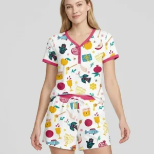 Shanah Tovah Party Bamboo Women Short Sleeve Short Pajama Set