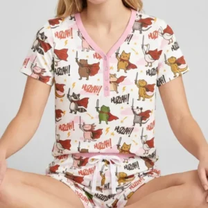 Huzzah! Huzzah! Bamboo Women Short Sleeve Short Pajama Set