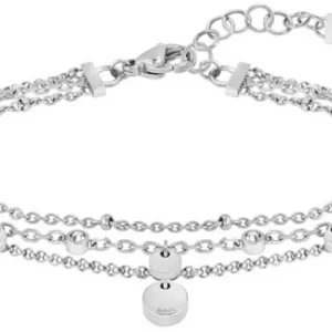 Mehrreihiges Armband mit Anhängern, silberfarben, Kettenverschluss, BOSS-Logo