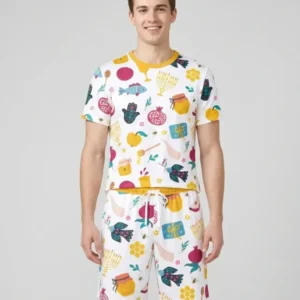 Shanah Tovah Party Men Short Sleeve Short Pajama Set