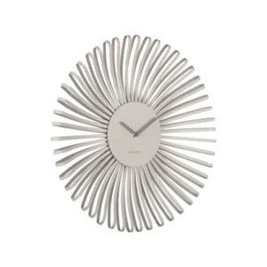 Karlsson Wanduhr mit Strahlen-Design, rundes Warmgrau-Zifferblatt und Zeiger