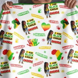 Custom Name I Am Black Child Magical Bamboo Blanket