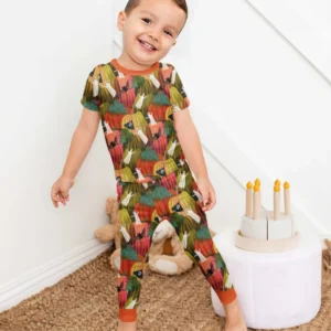 Big Pumpkin Field With Ghosts Bamboo Two Piece Short Sleeve Pajama Set