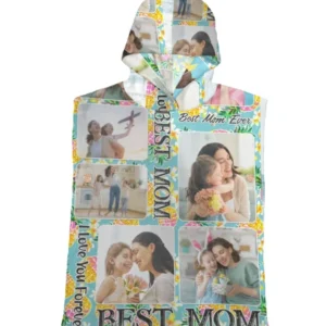 Floral Custom Photo Best Mom Bamboo Swim Poncho