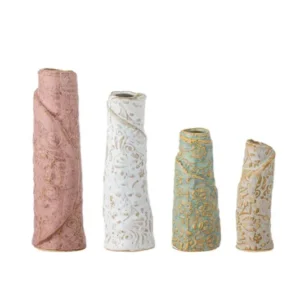 Vase „Tavik“ – Steingut mit reaktiver Glasur (4er-Set)
