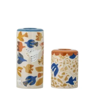 Kerzenhalter Relio – Steingut in Bunt(2er-Set)