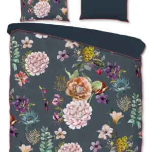 Descanso Satin Bettdecke "Parma" - Anthrazit - Dubbele instopflap