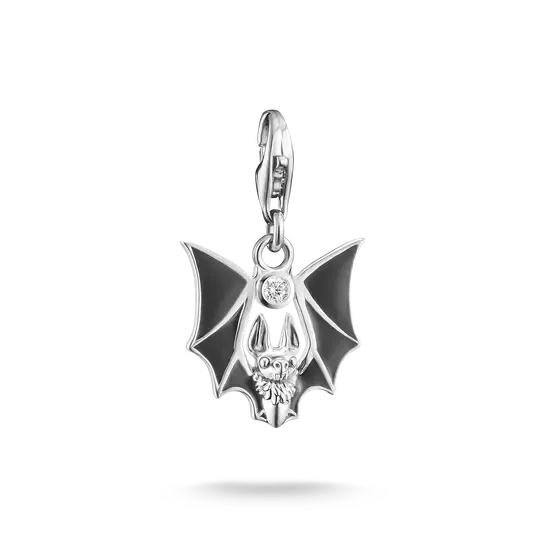 Sterlingsilberner Fledermaus-Charm-Anhänger mit Zirkonia