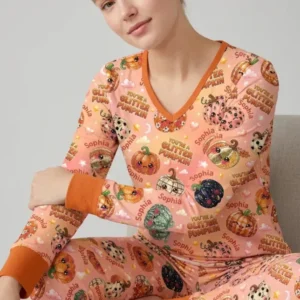 Custom Name You're A Glitter Pumpkin Bamboo Women Pajama Set