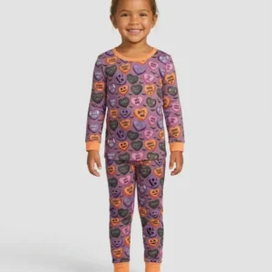 Candy Hearts Halloween Bamboo Two Piece Long Sleeve Pajama Set