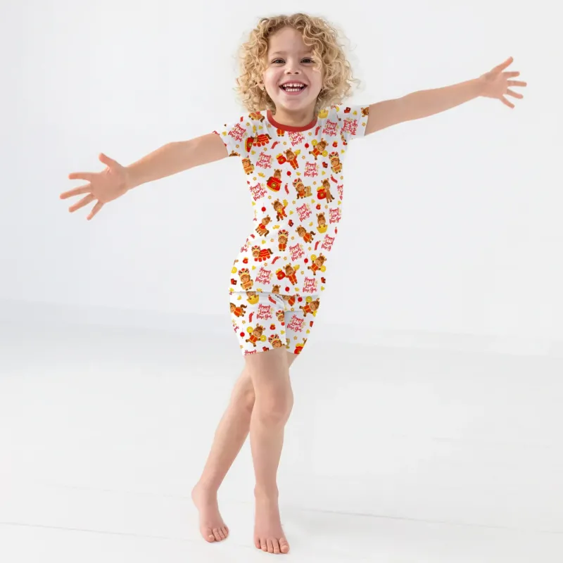 Year of the Horse Bamboo Two Piece Short Sleeve Shorts Pajama Set
