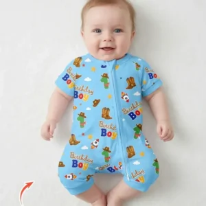 Custom Birthday Western Boy Bamboo Shorty Zippy