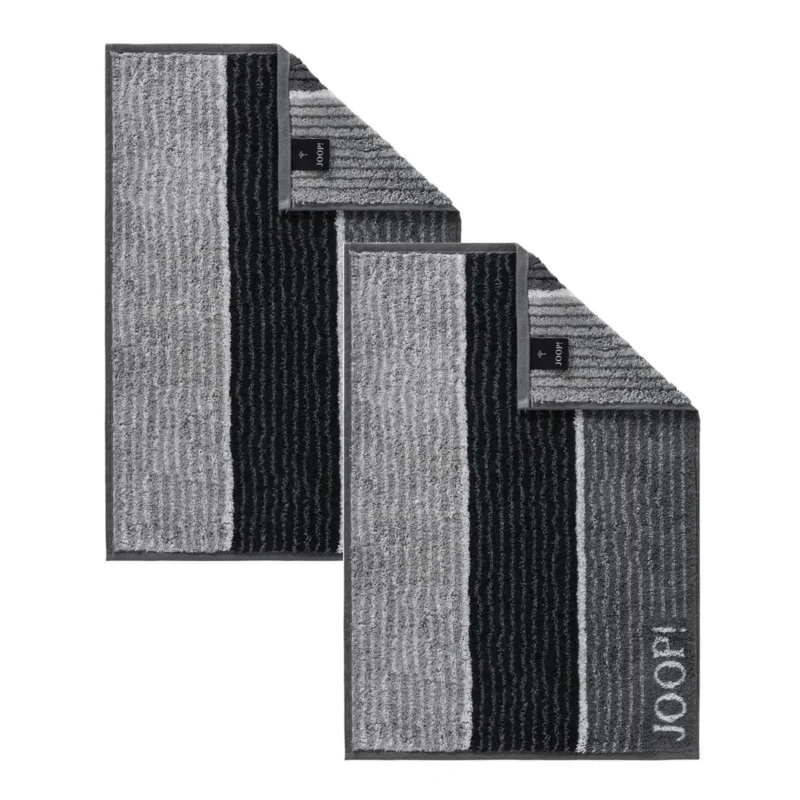 2 Stück Joop! Frottier Gästetuch 1658-97 Lines Schwarz 30x50