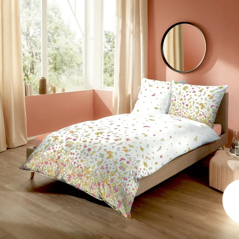 Bettwäsche Mako Satin Annabell Mehrfarbig mit Blumenmuster 135 x 200 cm