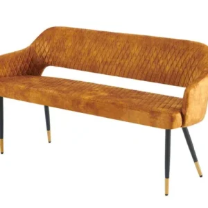 PARIS Design Sitzbank 160cm senfgelb Samt Retro Rückenlehne