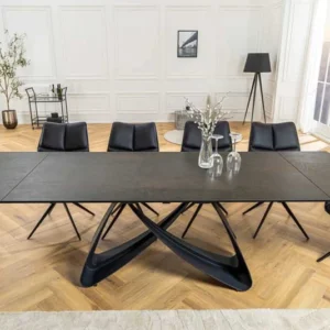 INFINITY Ausziehbarer Esstisch 180-260cm rost Keramik Marmor schwarz Metall