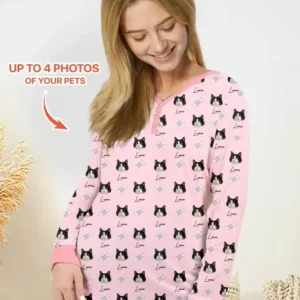 Custom Name and Pet Photos Bamboo Women Pajama Set