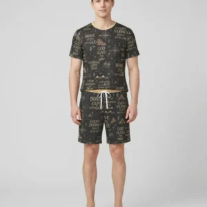 Little Explorer God Leads The Way Bamboo Men Short Sleeve Short Pajama Set