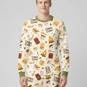 Custom Name Kawaii S'more Crew Family Matching Bamboo Men's Pajama Set