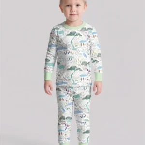 Whimsical Psalms 23 Map Bamboo Two Piece Long Sleeve Pajama Set