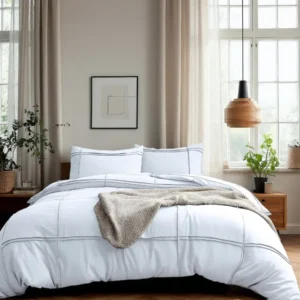 Bettwäsche Washed Tufted weiß Bettbezug & Kissenbezüge