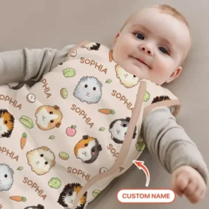 Custom Name Cute Guinea Pigs Bamboo Sleep Bag