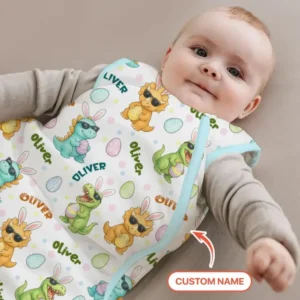 Custom Name Dinosaur on the Hunt Bamboo Sleep Bag