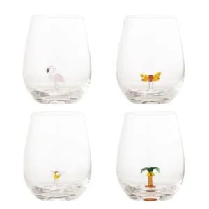 Trinkgläser Cala – Glas mit handgefertigten Figuren (4er-Set)