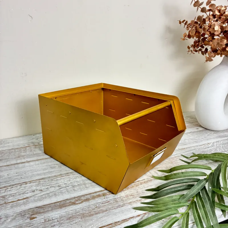 Aufbewahrungsbox Golden Metall Sichtlagerbox Deko Kiste Organisation