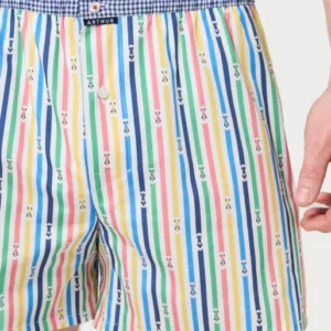 Caleçon avec suspensoir Le Club n°1203 Imprimé rayures multicolores élastique bleue et blanc 1