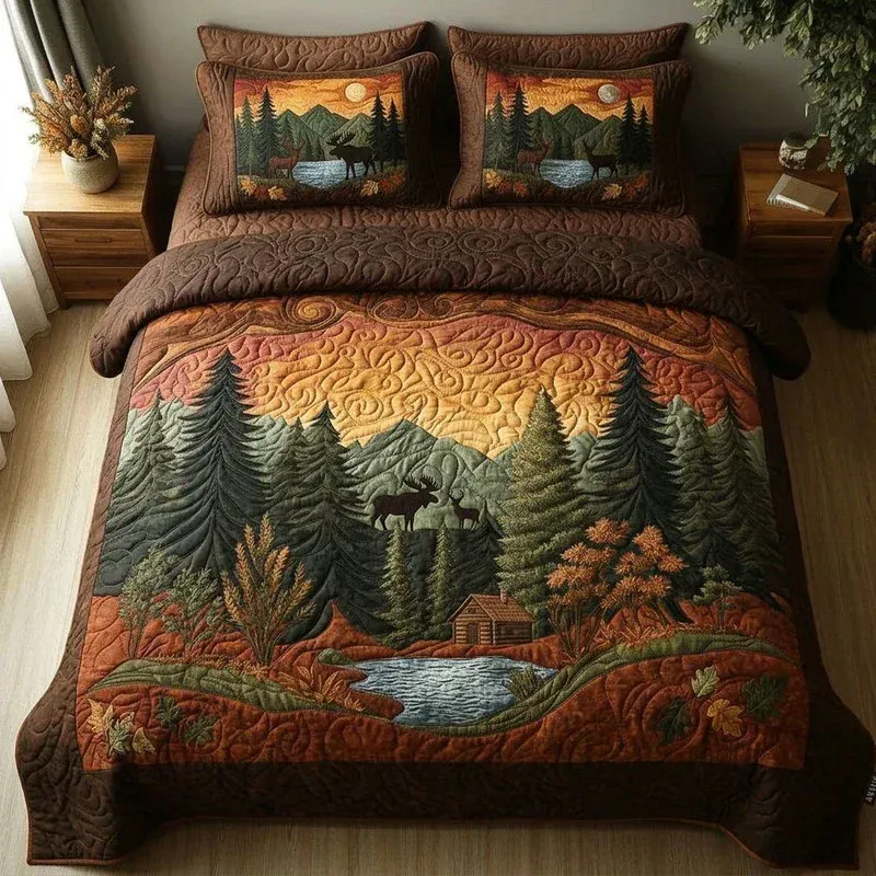 Amber Sunset Vista Bamboo Quilt Bedding Set