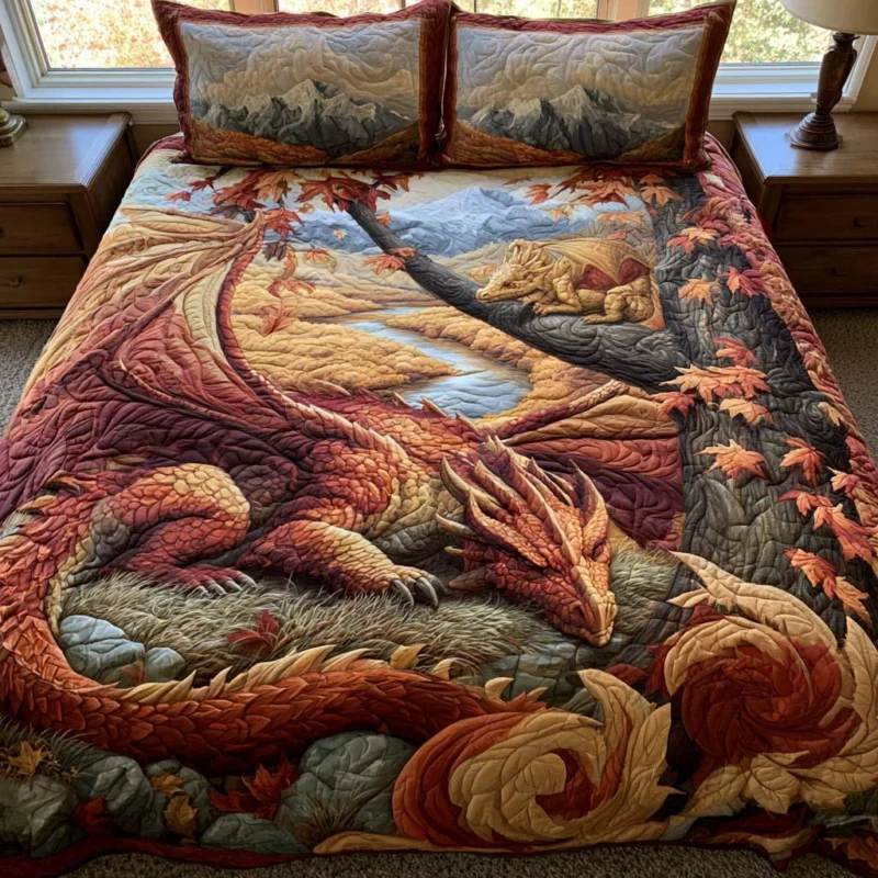 Ancient Dragon Bamboo Quilt Bedding Set