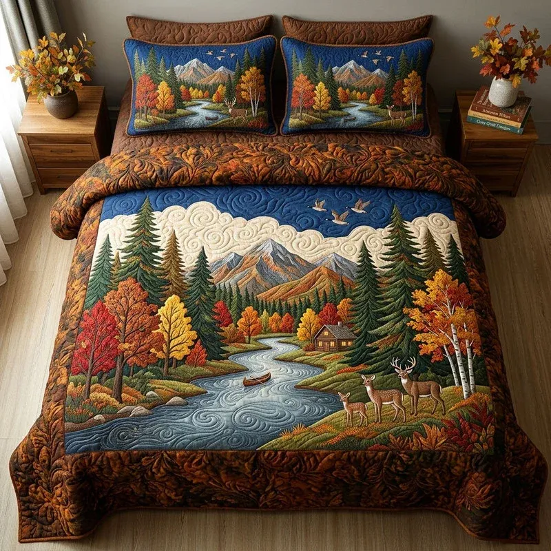 Autumn Riverfront Bamboo Quilt Bedding Set