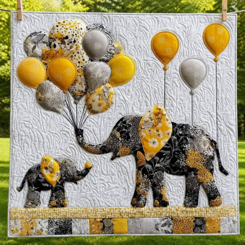 Elephant Baby Bamboo Quilt Blanket