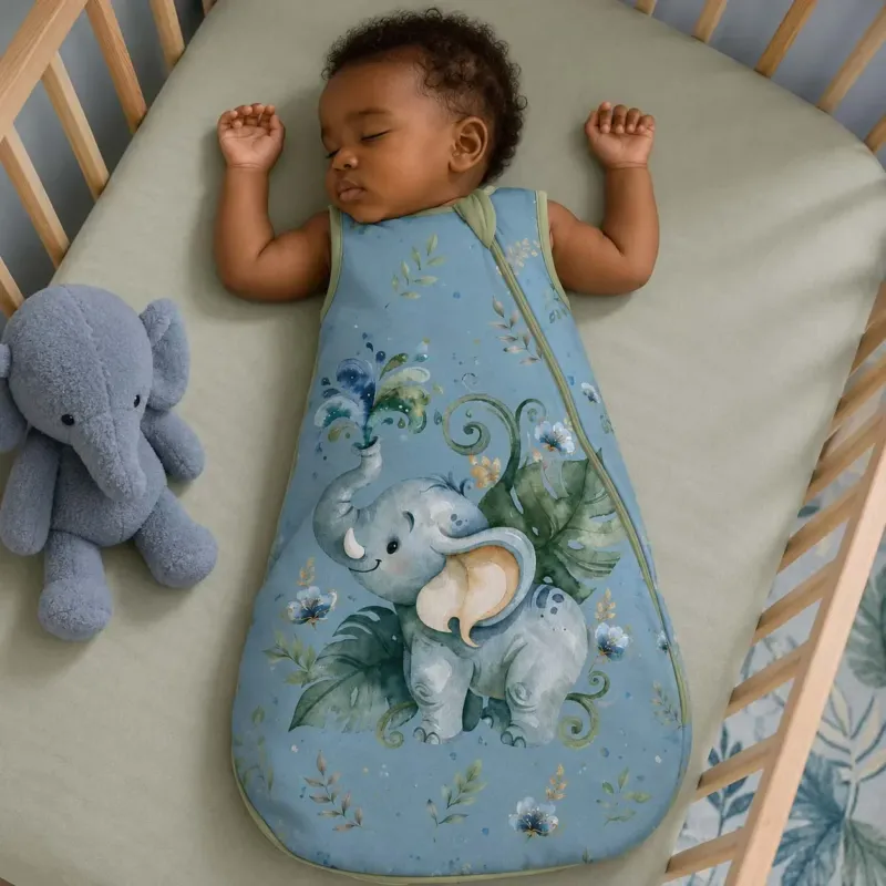 Blue Elephant Bloom Bamboo Sleep Bag