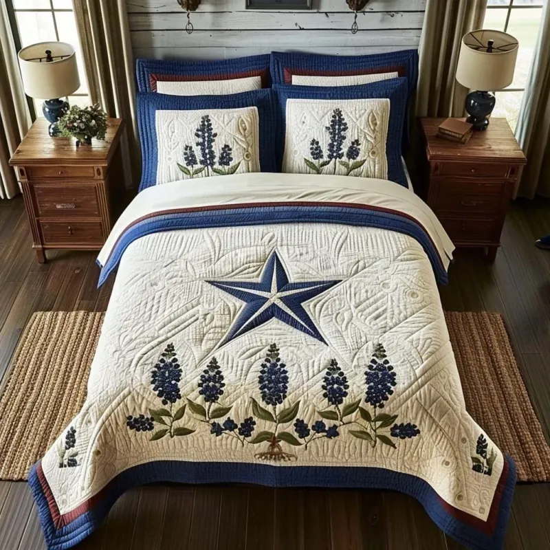 Bluebonnet Garden Bamboo Quilt Bedding Set