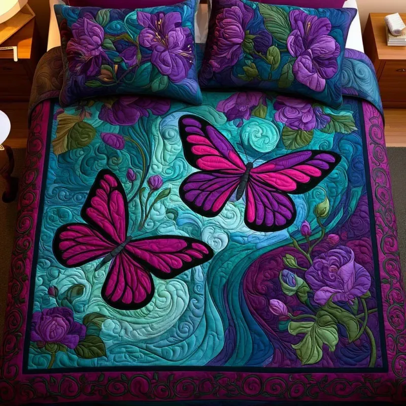 Butterfly Meadow Bamboo Quilt Bedding Set