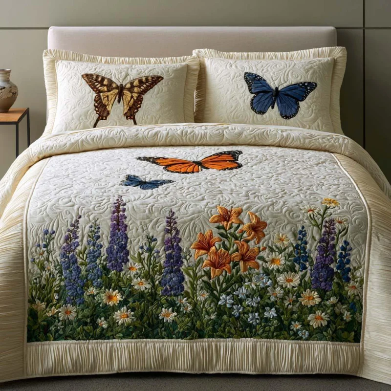 Butterfly Whisper Bamboo Quilt Bedding Set