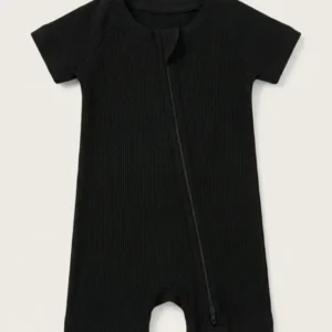 Midnight Ribbed Bamboo Shorty Zippy