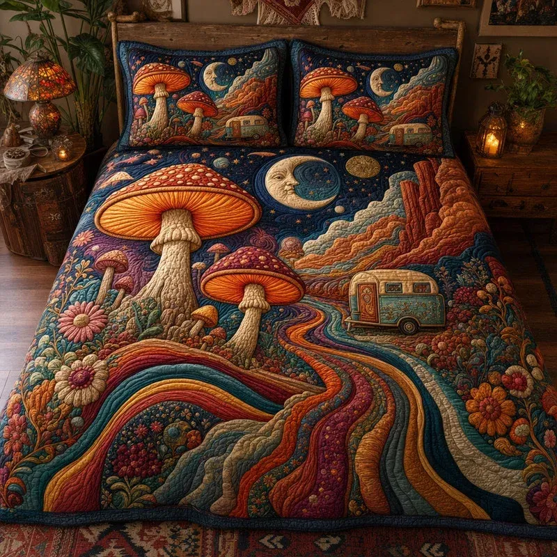 Cosmic Trip Bamboo Quilt Bedding Set