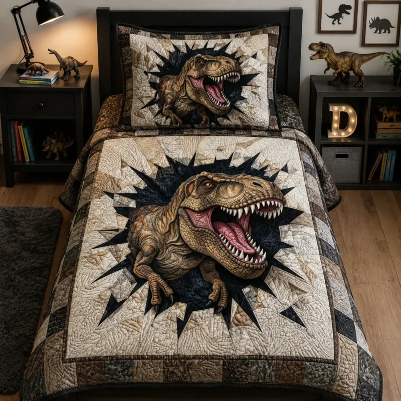 Dino Adventure Bamboo Quilt Bedding Set