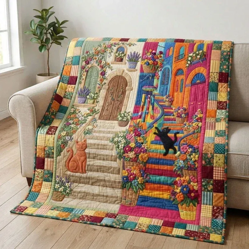 Dual Stairway Paws Bamboo Quilt Blanket