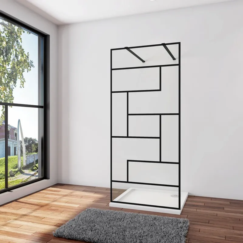 Duschkabine Duschwand 137.7 x H.200 cm 8mm NANO Glas Stabistange 140 cm Duschhaus