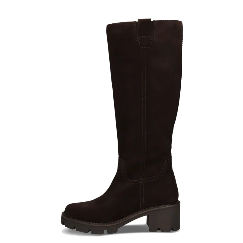 Dunkelbraune Langschaftstiefel aus Leder mit Chunky-Sohle