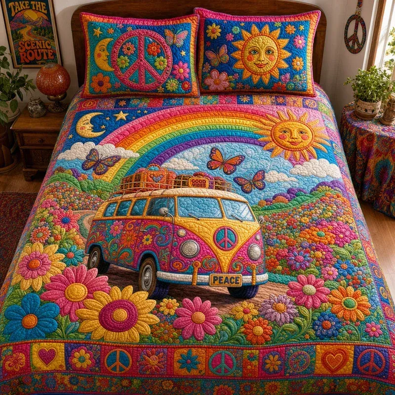 Flower Highway Bamboo Quilt Bedding Set