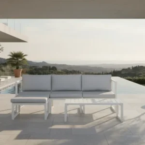 Garten Loungeset Alicia – mit hellgrauen Kissen & Couchtisch