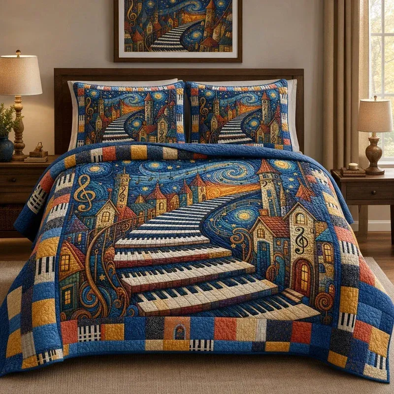 Gothic Key Stairway Bamboo Quilt Bedding Set