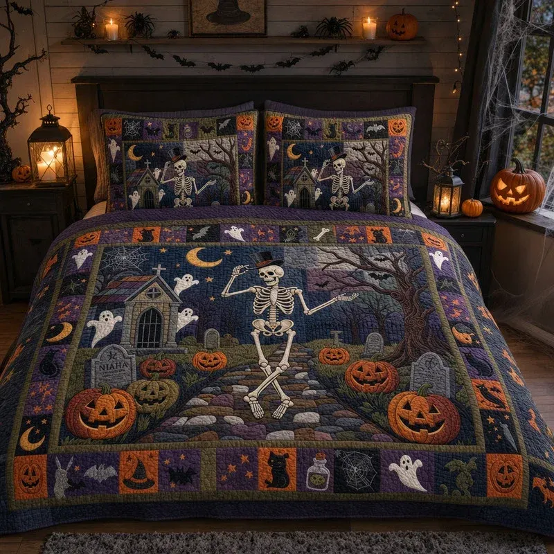 Graveyard Gentleman Bamboo Quilt Bedding Set